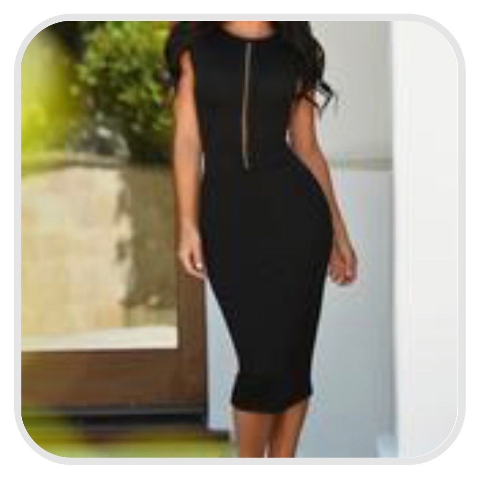 Black Midi Dress sz L NWT